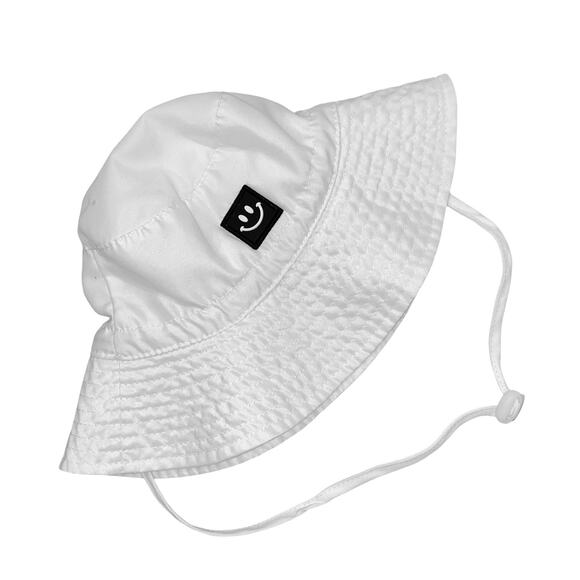MaxNova Baby Sun Hat Smile Face UPF 50+ Infant Bucket Hat in White 0-6 Months - Picture 1 of 6